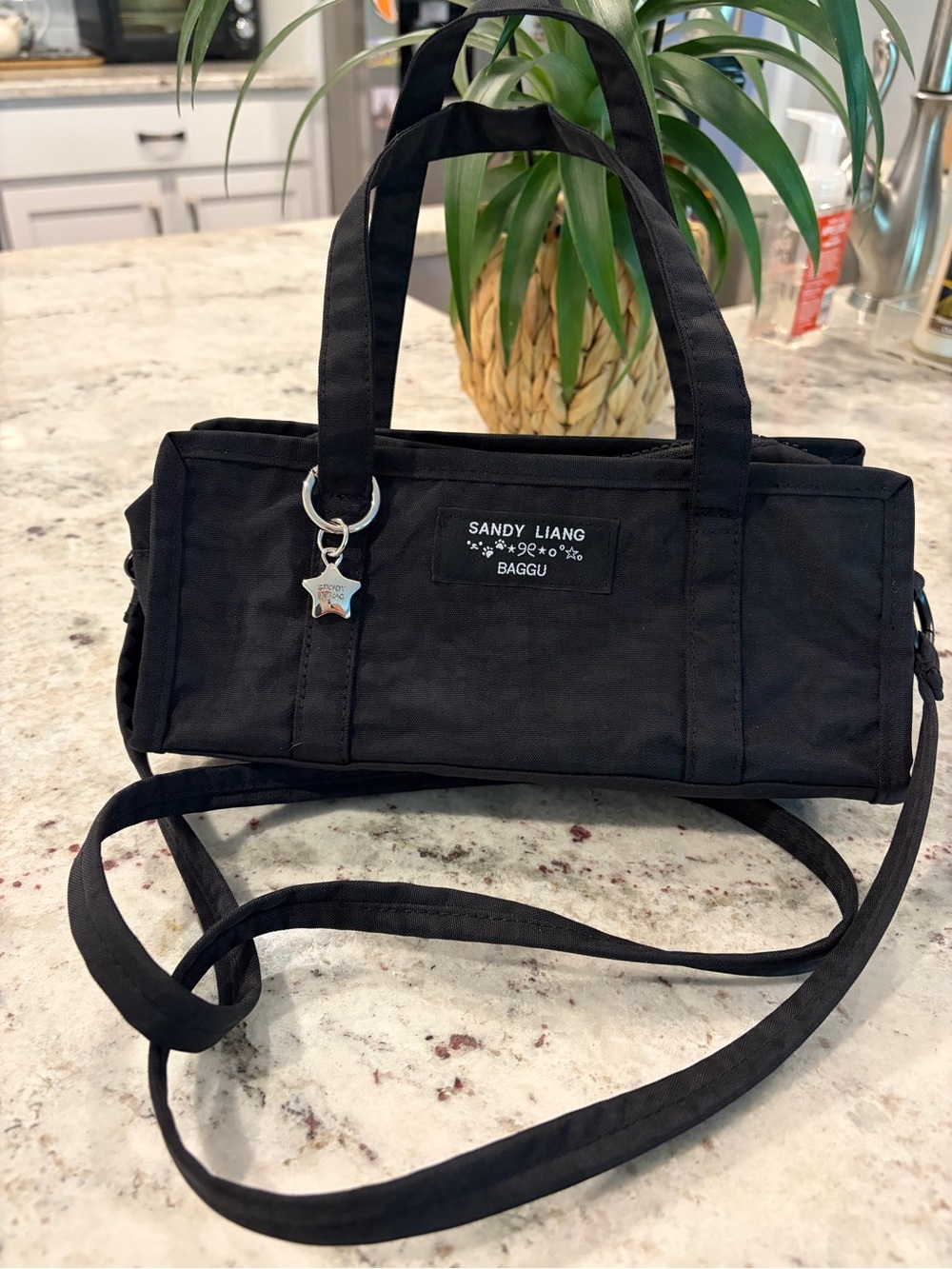 Sandy Liang Black Mini Nylon Market Bag